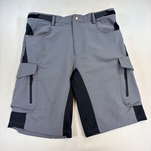 MTB Cargo Shorts Mens‎ XL Gray Adjustable Waist Hiking Mountain Bike Athleisure